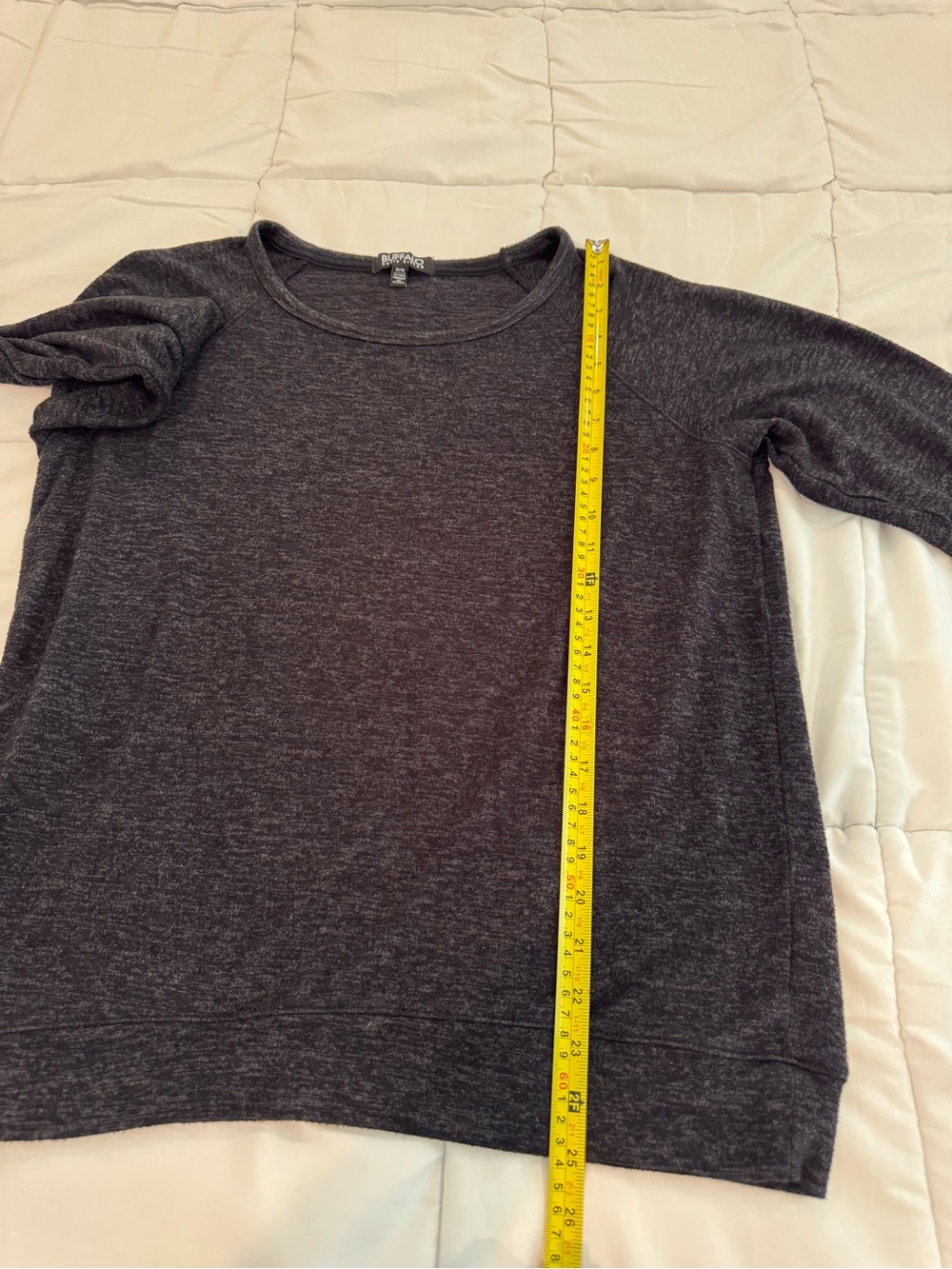 Buffalo David Bitton Charcoal Grey Marled Long Sleeve Crewneck Size M Minimalist - Picture 12 of 12